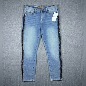 7 For All Mankind Jeans Luxe Vintage Ankle Skinny In Flora Beaded Size 30 NWT